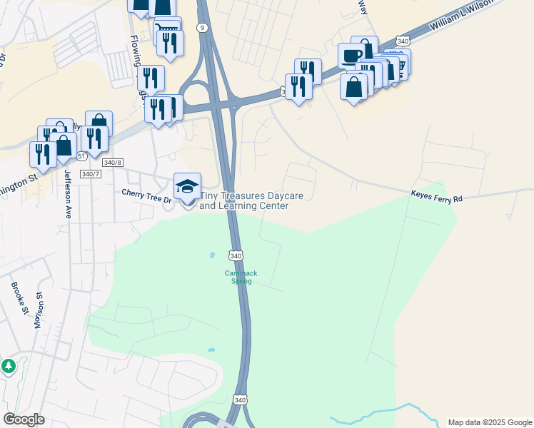 map of restaurants, bars, coffee shops, grocery stores, and more near 98 Olympus Rd in Charles Town