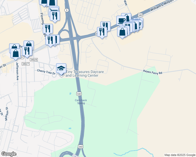 map of restaurants, bars, coffee shops, grocery stores, and more near in Charles Town