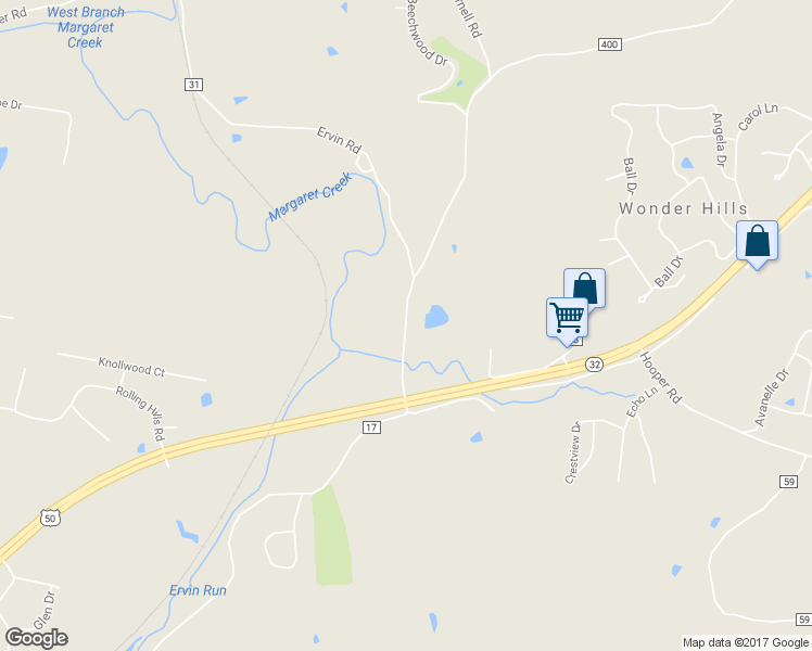 map of restaurants, bars, coffee shops, grocery stores, and more near 6301 Ervin Road in Athens