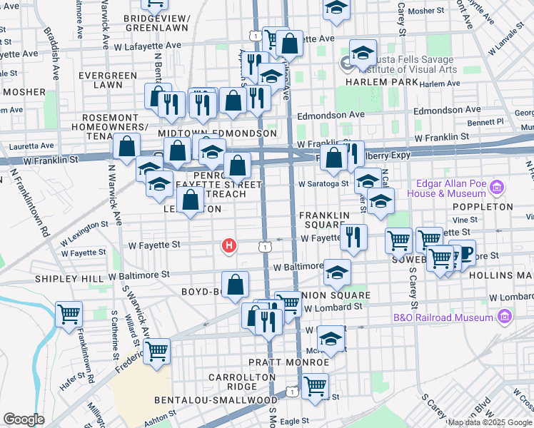 map of restaurants, bars, coffee shops, grocery stores, and more near 101 Independence Avenue Southeast in Washington