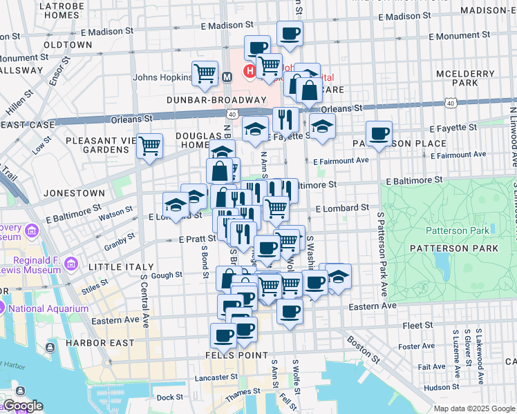map of restaurants, bars, coffee shops, grocery stores, and more near 101 Independence Avenue Southeast in Washington