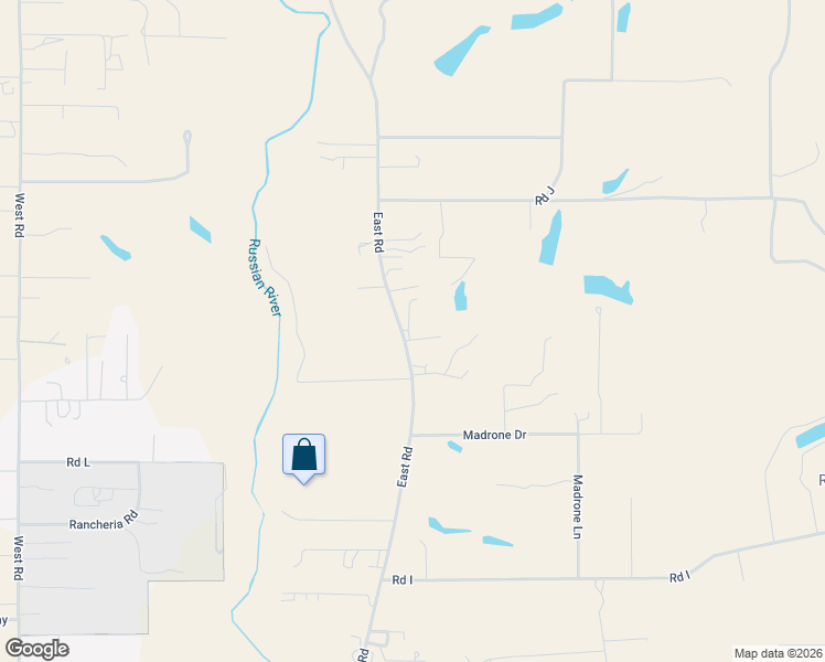 map of restaurants, bars, coffee shops, grocery stores, and more near 10201 East Road in Redwood Valley
