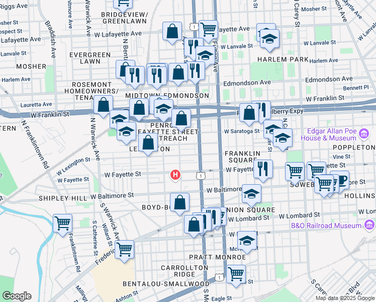 map of restaurants, bars, coffee shops, grocery stores, and more near 101 Independence Avenue Southeast in Washington