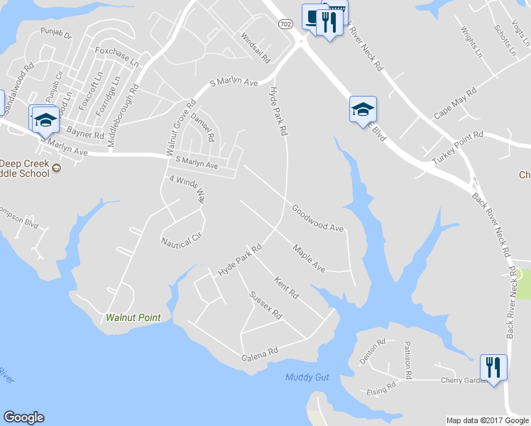 map of restaurants, bars, coffee shops, grocery stores, and more near 1323 Maple Avenue in Essex