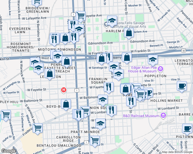 map of restaurants, bars, coffee shops, grocery stores, and more near 101 Independence Avenue Southeast in Washington