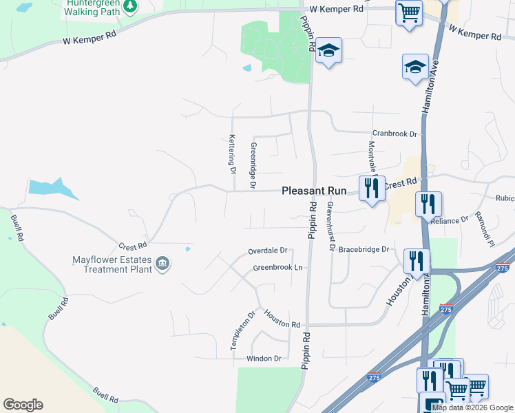 map of restaurants, bars, coffee shops, grocery stores, and more near 11495 Clearmeadow Lane in Cincinnati