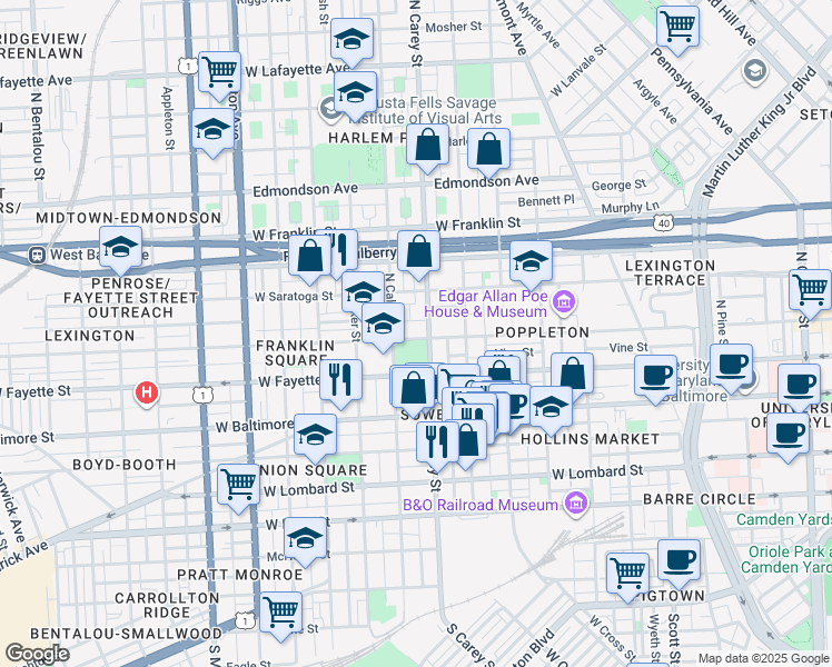 map of restaurants, bars, coffee shops, grocery stores, and more near 101 Independence Avenue Southeast in Washington