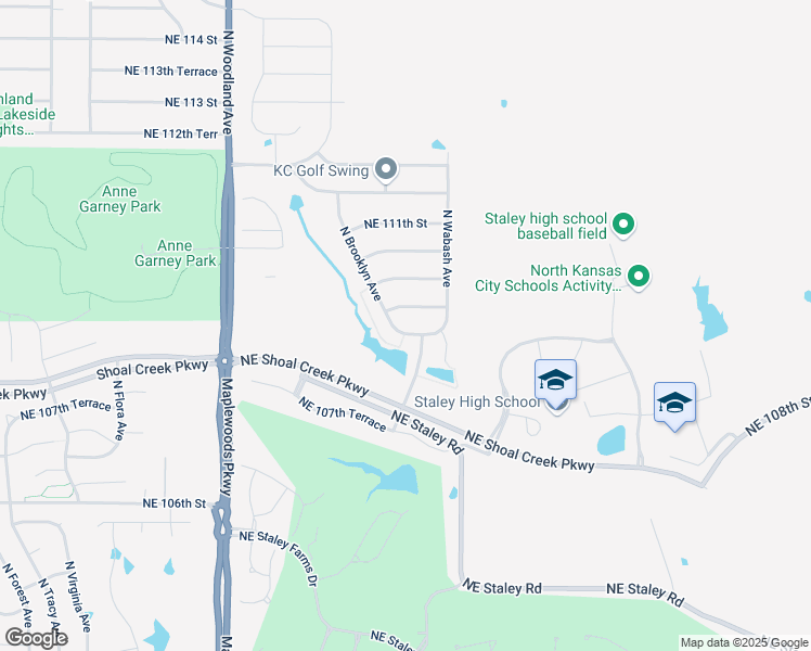 map of restaurants, bars, coffee shops, grocery stores, and more near 2300 Northeast 109th Street in Kansas City