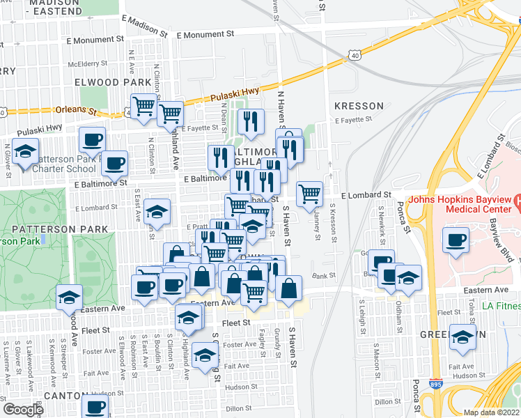 map of restaurants, bars, coffee shops, grocery stores, and more near 3908 Mount Pleasant Avenue in Baltimore