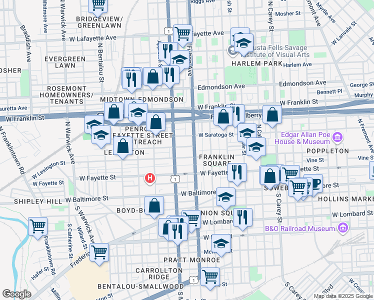 map of restaurants, bars, coffee shops, grocery stores, and more near 101 Independence Avenue Southeast in Washington