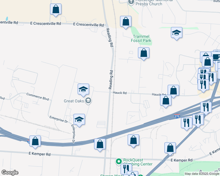 map of restaurants, bars, coffee shops, grocery stores, and more near 11906 Reading Road in Cincinnati