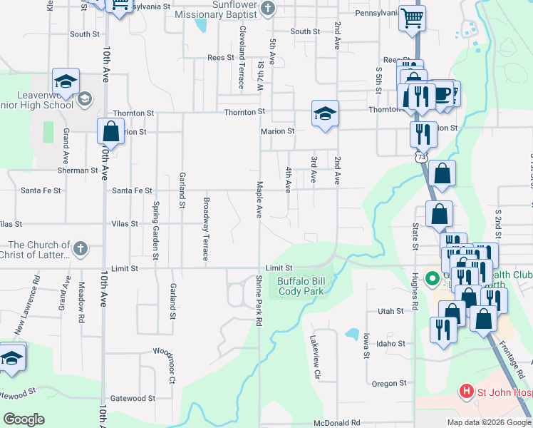 map of restaurants, bars, coffee shops, grocery stores, and more near 501 Vilas Street in Leavenworth