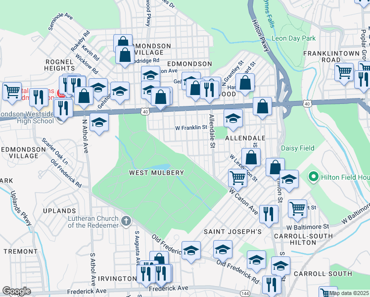 map of restaurants, bars, coffee shops, grocery stores, and more near 310 Lyndhurst Street in Baltimore