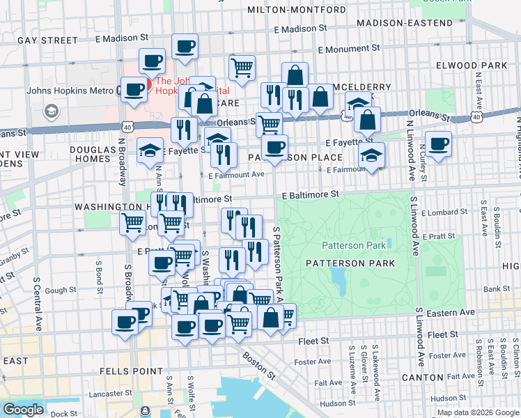 map of restaurants, bars, coffee shops, grocery stores, and more near 101 Independence Avenue Southeast in Washington