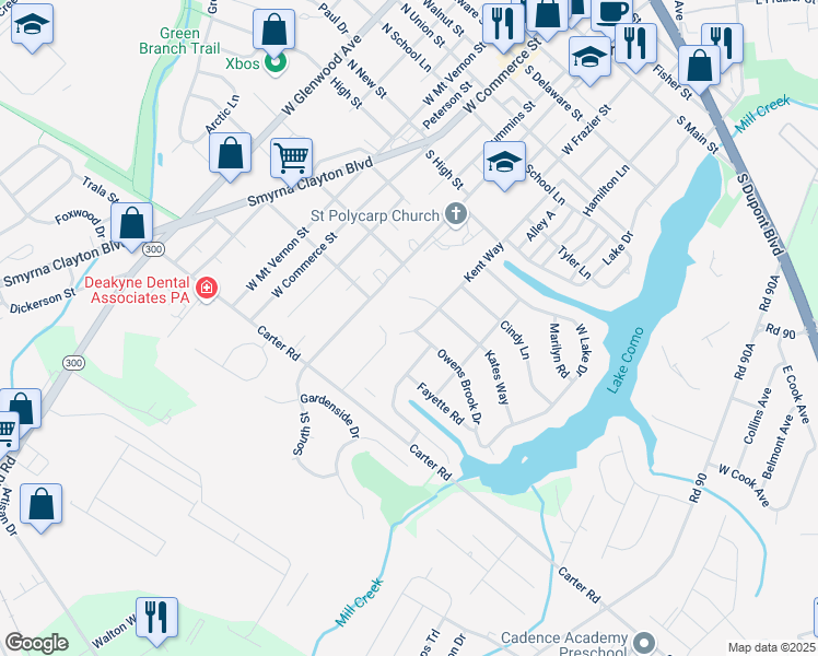 map of restaurants, bars, coffee shops, grocery stores, and more near 506 Owens Brook Drive in Smyrna