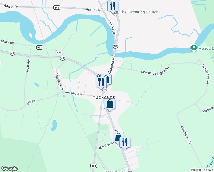 map of restaurants, bars, coffee shops, grocery stores, and more near in Upper Township
