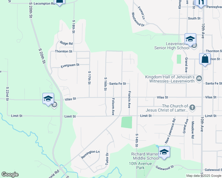 map of restaurants, bars, coffee shops, grocery stores, and more near 2608 Folsom Street in Leavenworth
