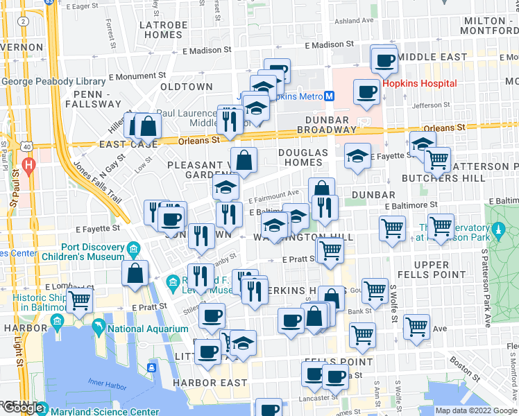 map of restaurants, bars, coffee shops, grocery stores, and more near 101 Independence Avenue Southeast in Washington