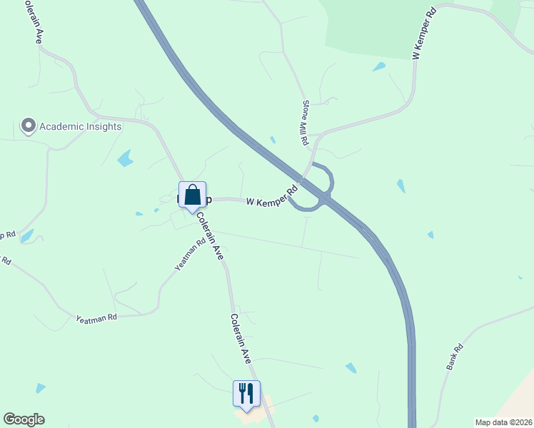 map of restaurants, bars, coffee shops, grocery stores, and more near 5306 Yeatman Road in Cincinnati