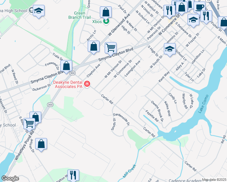 map of restaurants, bars, coffee shops, grocery stores, and more near 805 Lexington Avenue in Smyrna