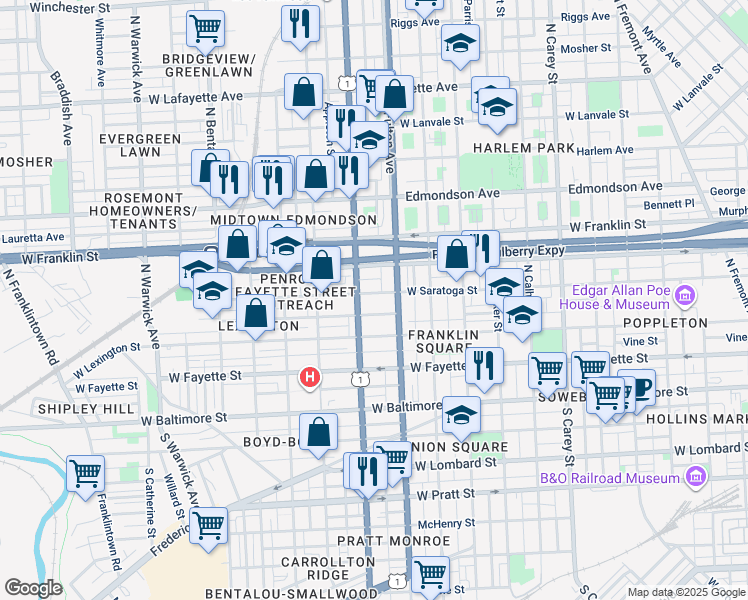 map of restaurants, bars, coffee shops, grocery stores, and more near 101 Independence Avenue Southeast in Washington