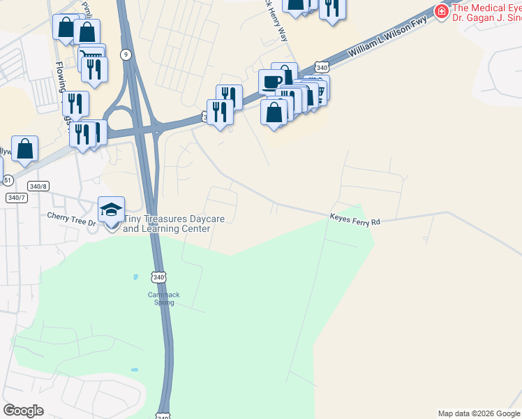 map of restaurants, bars, coffee shops, grocery stores, and more near 530 Keyes Ferry Road in Charles Town