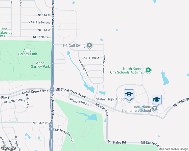 map of restaurants, bars, coffee shops, grocery stores, and more near 2308 Northeast 110th Street in Kansas City
