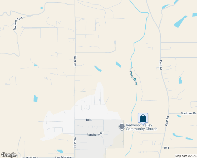map of restaurants, bars, coffee shops, grocery stores, and more near 10379 West Road in Redwood Valley