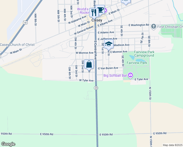 map of restaurants, bars, coffee shops, grocery stores, and more near 705-799 South Central Avenue in Casey