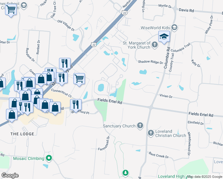 map of restaurants, bars, coffee shops, grocery stores, and more near Hanover Way in Landen