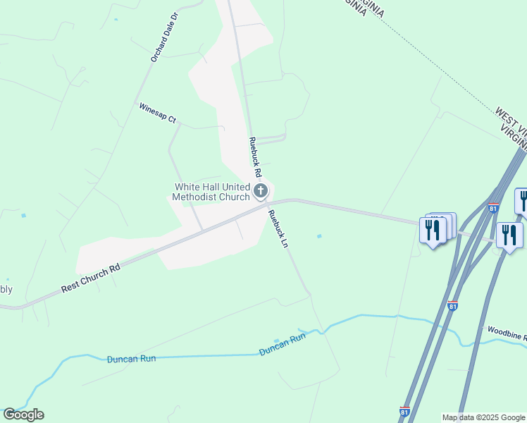 map of restaurants, bars, coffee shops, grocery stores, and more near 1226 Rest Church Road in Clear Brook