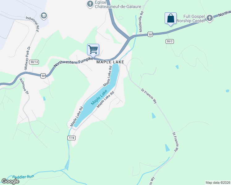 map of restaurants, bars, coffee shops, grocery stores, and more near 1457 Maple Lake Road in Bridgeport