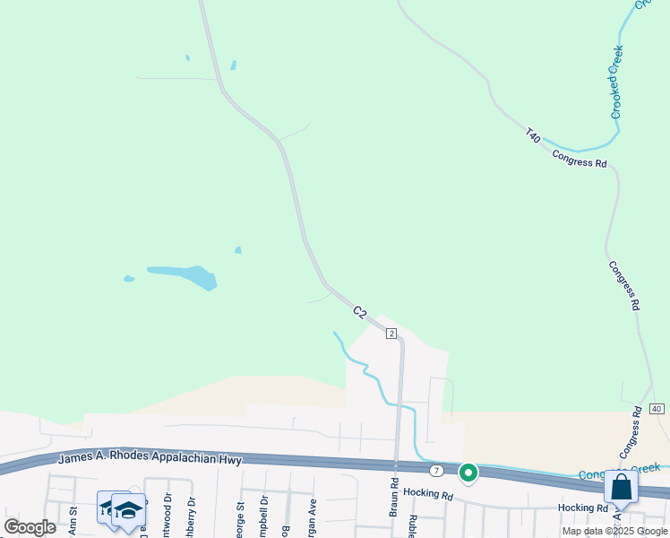 map of restaurants, bars, coffee shops, grocery stores, and more near 1274 Braun Road in Belpre