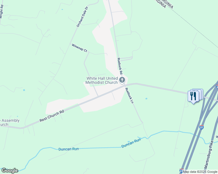 map of restaurants, bars, coffee shops, grocery stores, and more near 1181 Rest Church Road in Clear Brook