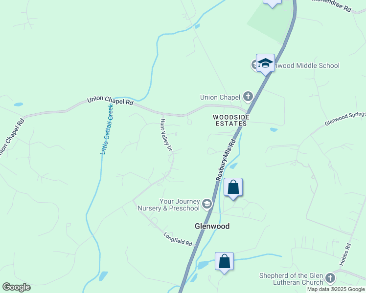 map of restaurants, bars, coffee shops, grocery stores, and more near 2817 Hunt Valley Drive in Glenwood