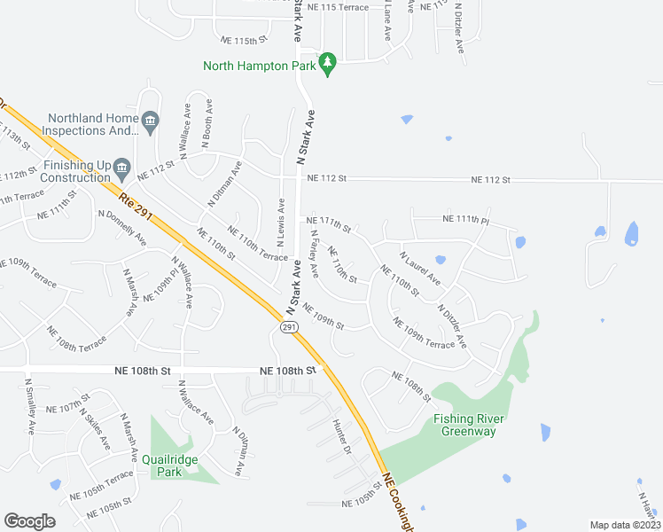 map of restaurants, bars, coffee shops, grocery stores, and more near 8819 Northeast 110th Street in Kansas City