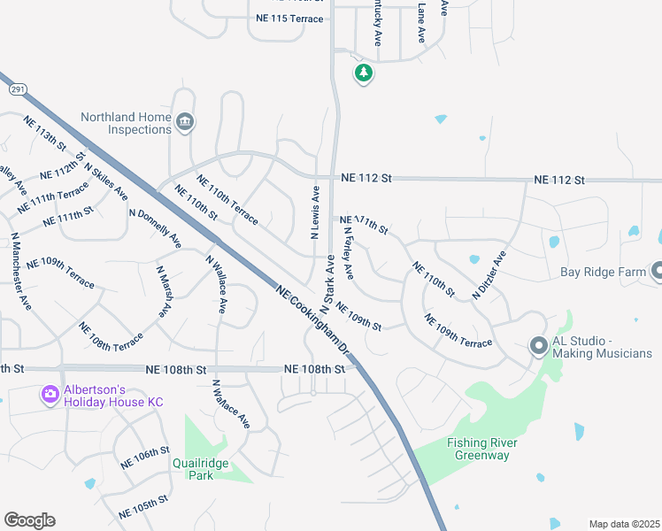 map of restaurants, bars, coffee shops, grocery stores, and more near 11000 North Farley Avenue in Kansas City