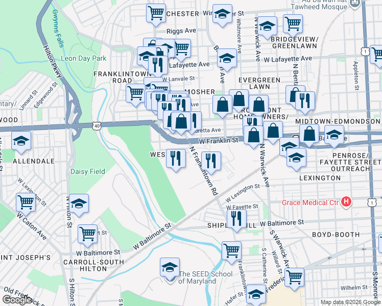 map of restaurants, bars, coffee shops, grocery stores, and more near 101 Independence Avenue Southeast in Washington