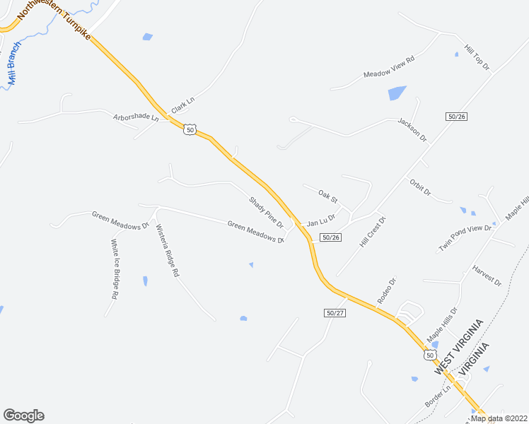 map of restaurants, bars, coffee shops, grocery stores, and more near 96 Shady Pine Drive in Capon Bridge