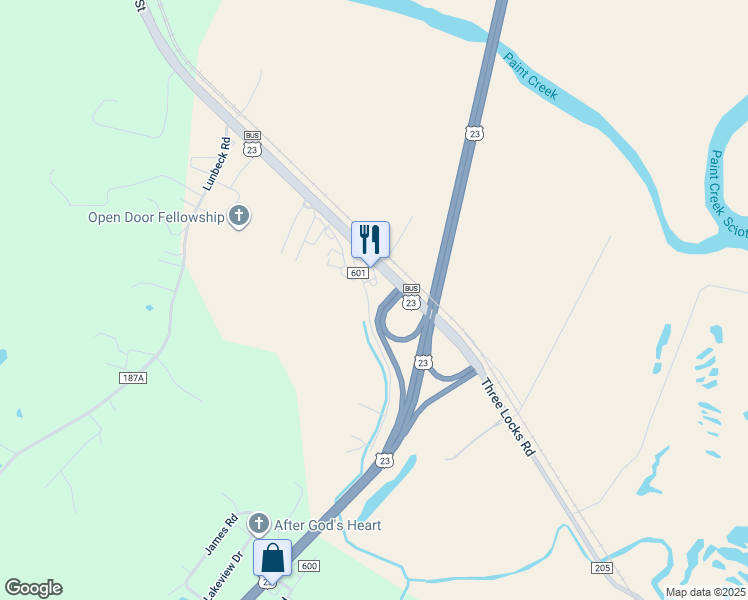 map of restaurants, bars, coffee shops, grocery stores, and more near 167 Renick Lane in Chillicothe