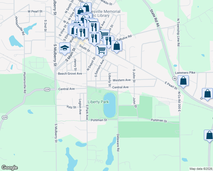 map of restaurants, bars, coffee shops, grocery stores, and more near 516 Central Avenue in Batesville