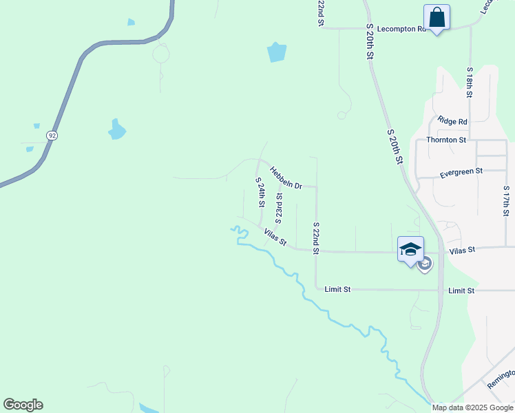 map of restaurants, bars, coffee shops, grocery stores, and more near 2600 South 24th Street in Leavenworth