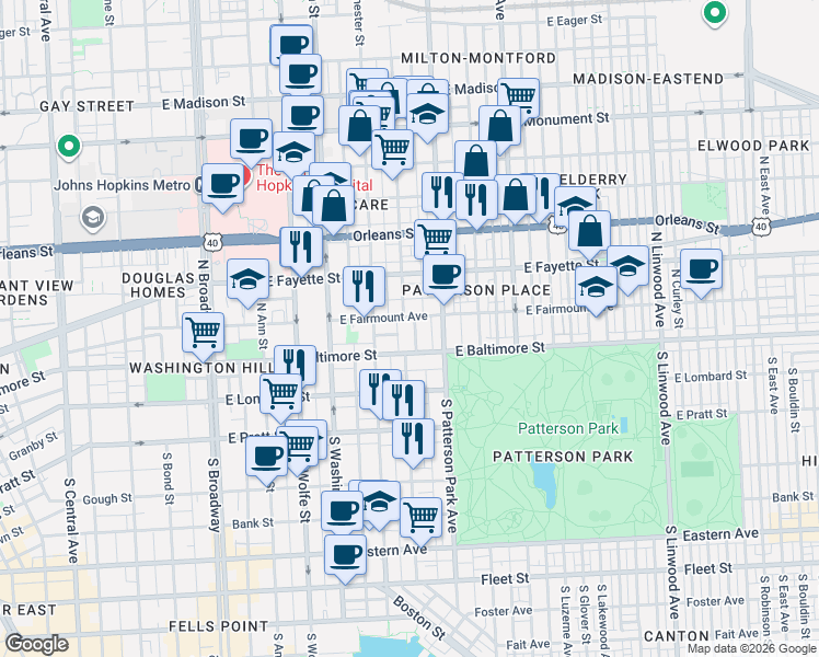 map of restaurants, bars, coffee shops, grocery stores, and more near 101 Independence Avenue Southeast in Washington