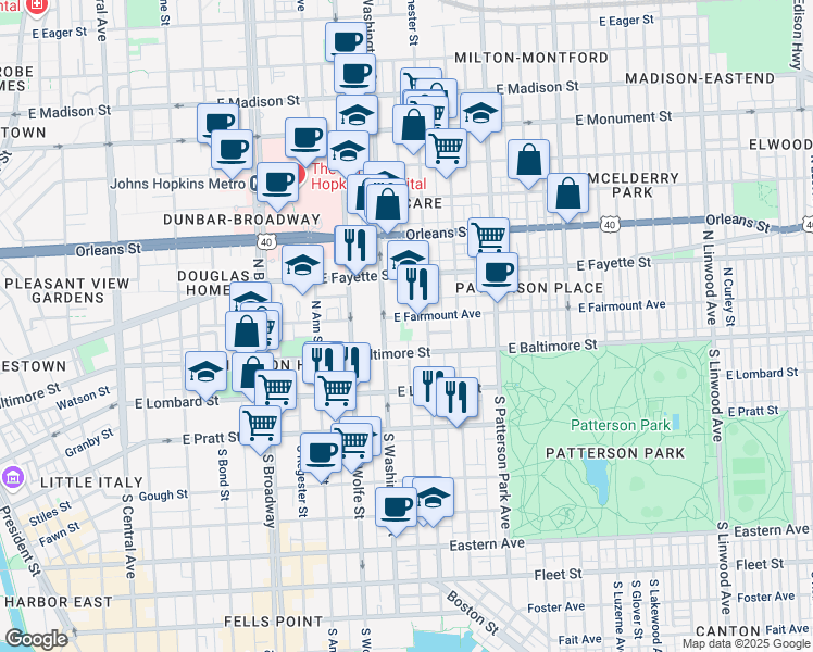 map of restaurants, bars, coffee shops, grocery stores, and more near 101 Independence Avenue Southeast in Washington