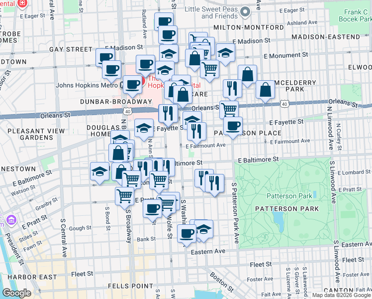 map of restaurants, bars, coffee shops, grocery stores, and more near 101 Independence Avenue Southeast in Washington