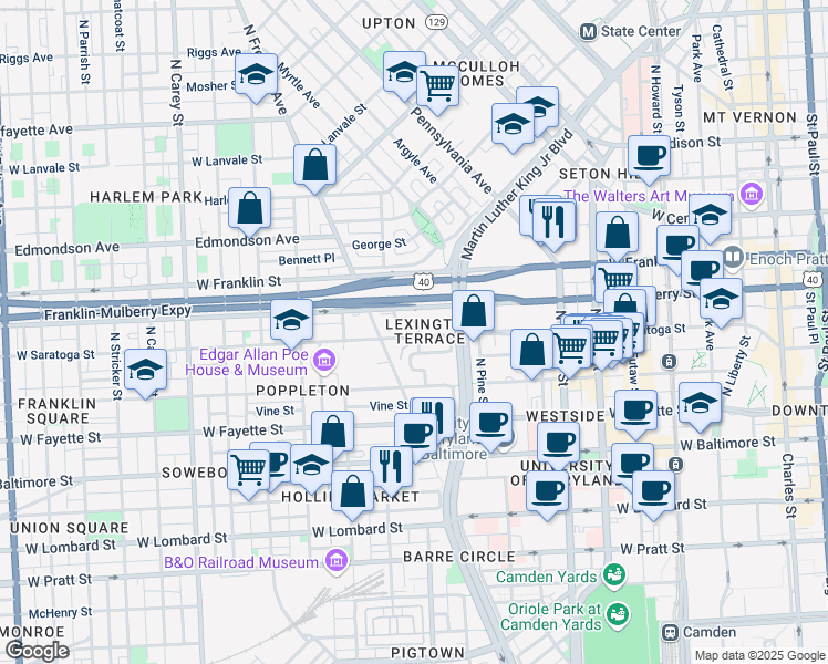 map of restaurants, bars, coffee shops, grocery stores, and more near 101 Independence Avenue Southeast in Washington