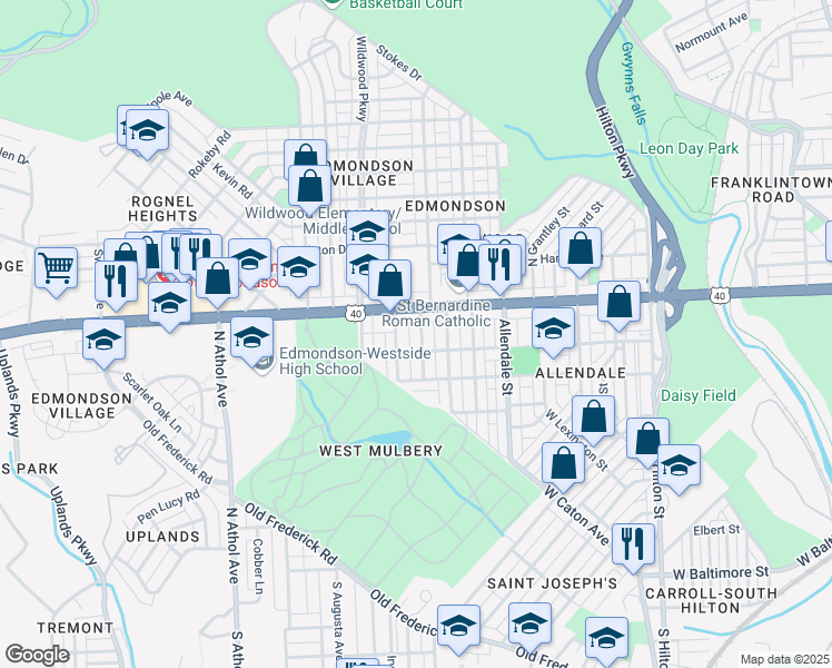 map of restaurants, bars, coffee shops, grocery stores, and more near 514 Normandy Avenue in Baltimore