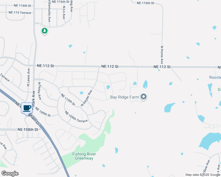 map of restaurants, bars, coffee shops, grocery stores, and more near 11021 North Oxford Avenue in Kansas City