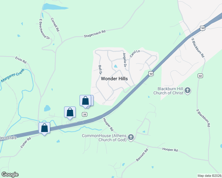 map of restaurants, bars, coffee shops, grocery stores, and more near 1 Ball Drive in Athens