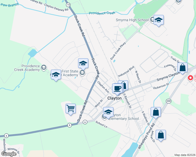 map of restaurants, bars, coffee shops, grocery stores, and more near 221 Clayton Avenue in Clayton
